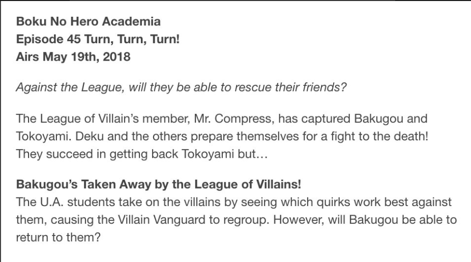 My Hero Academia episode 45 Spoilers