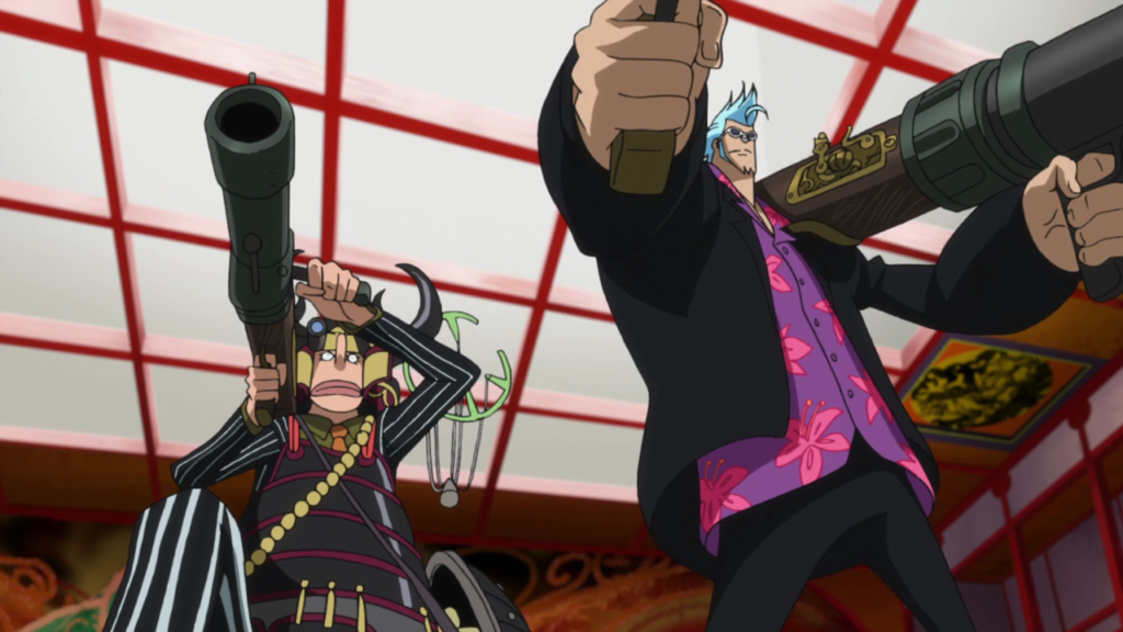 Usopp and Franky Using Guns